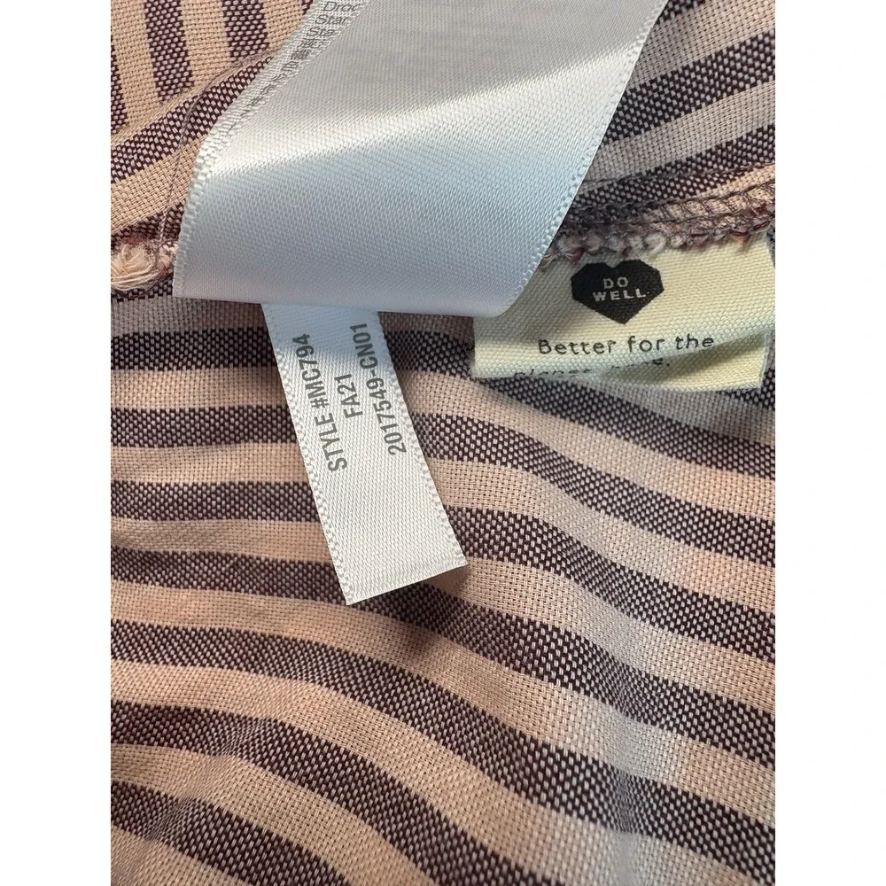 Madewell Pink Stripe Wrap Blouse Sweet Tulip Top 3/4 Puff Sleeve Tie Waist XS